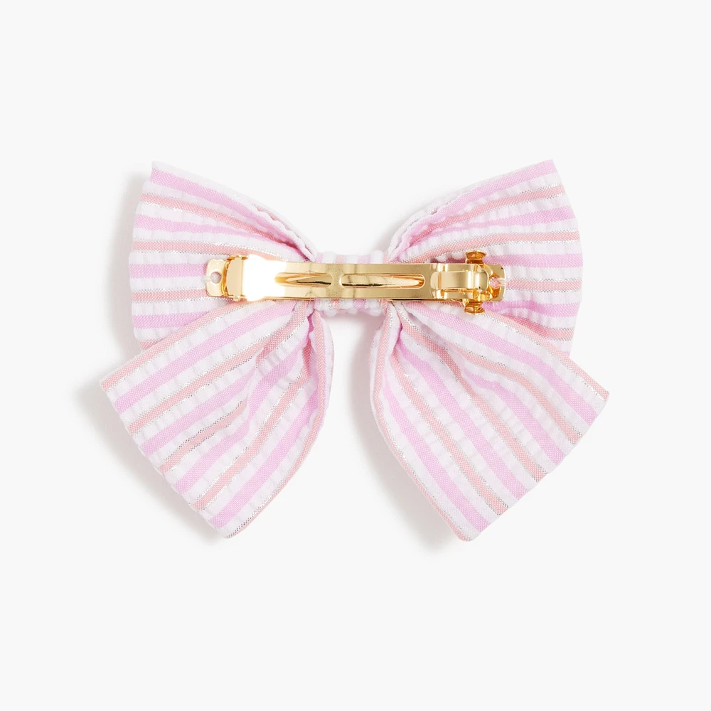 Girls' shimmer seersucker hair bow