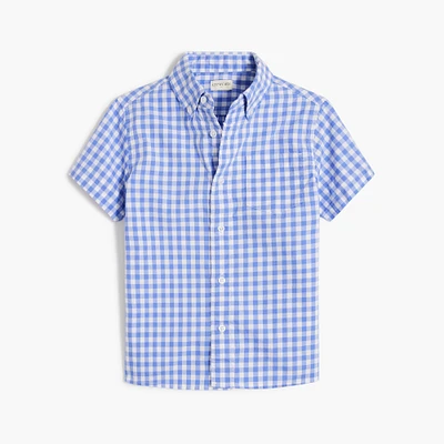 Boys' short-sleeve gingham shirt