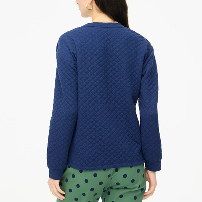 Quilted button-neck sweatshirt