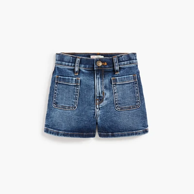 Girls' denim patch-pocket short