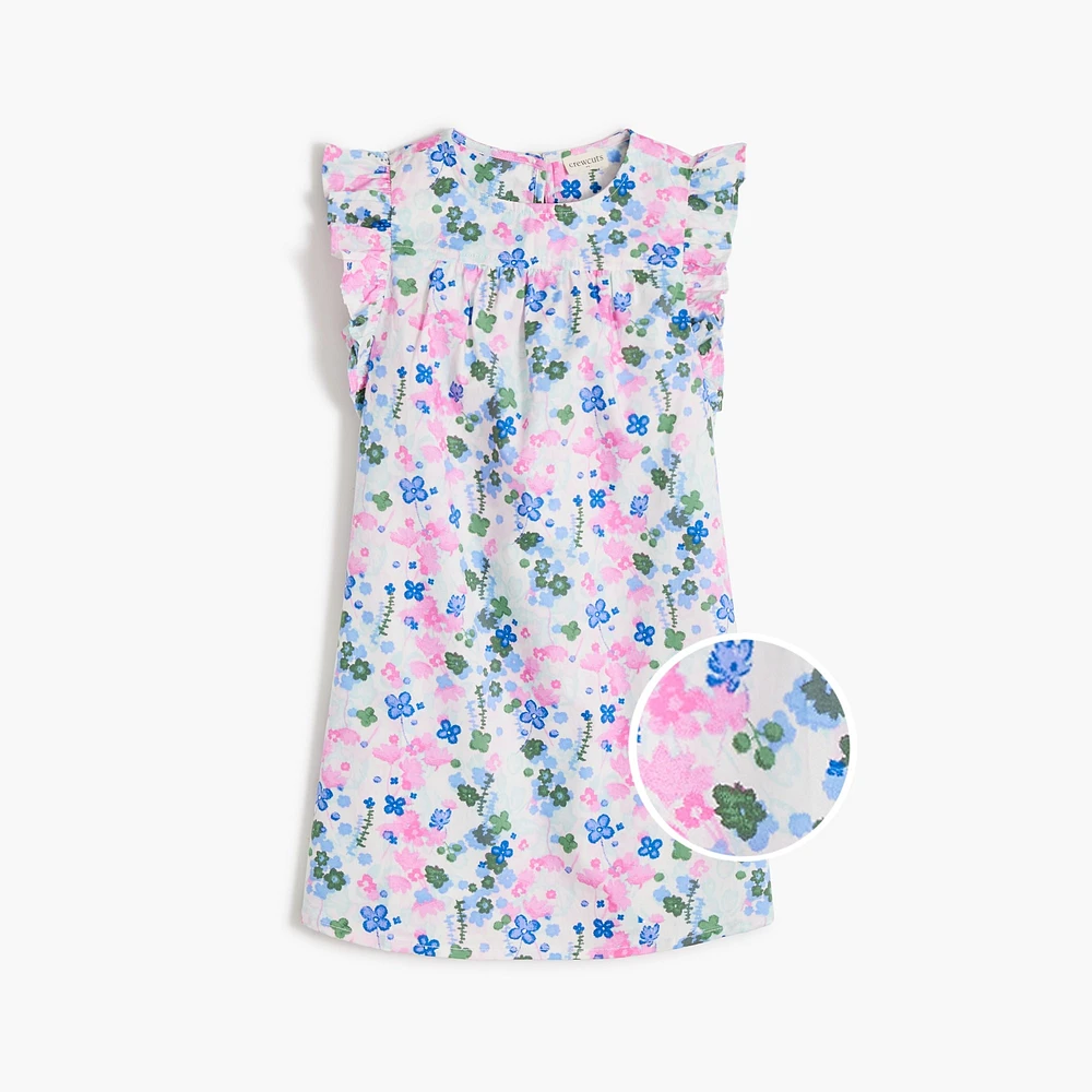 Girls' ruffle-sleeve floral dress