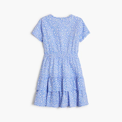 Girls' floral crinkle-knit ruffle dress
