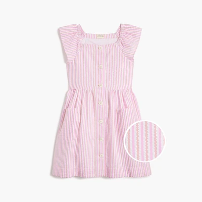 Girls' shimmer seersucker button-front dress