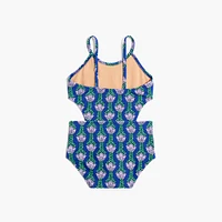 Girls' printed cutout one-piece swimsuit