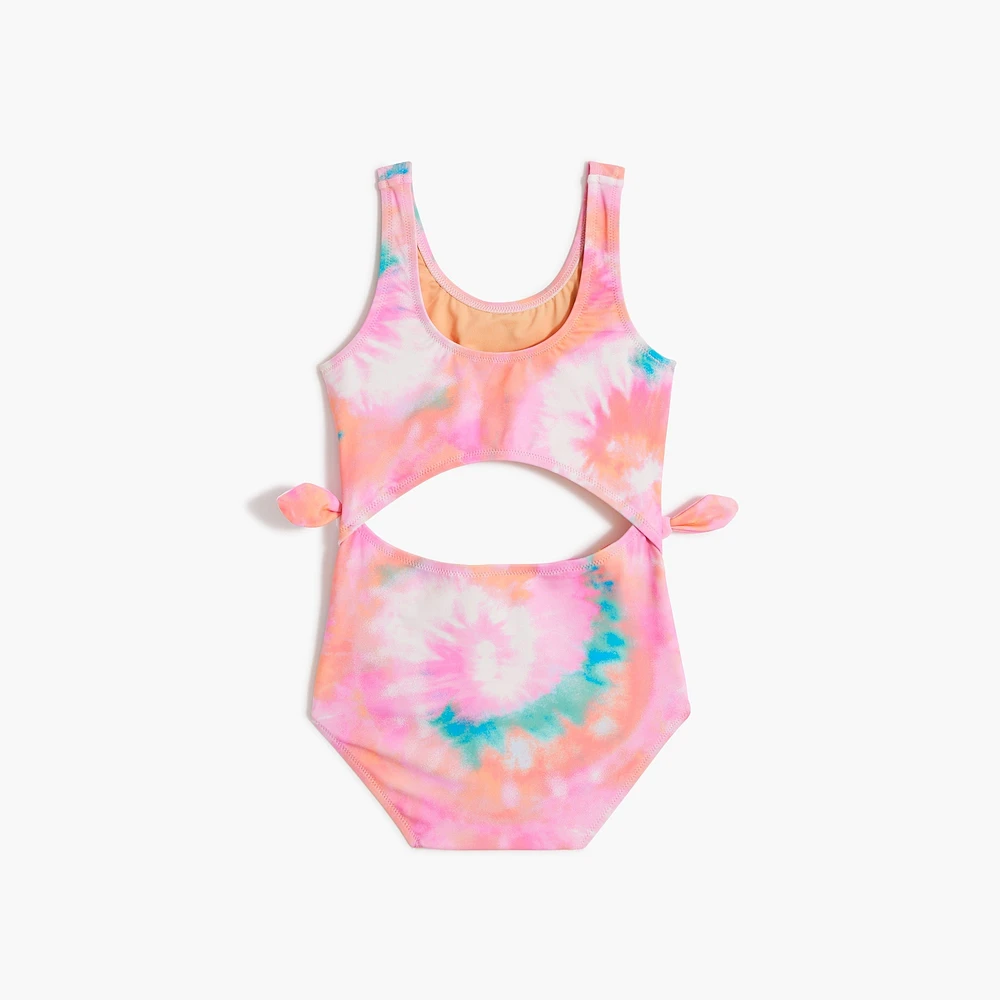 Girls' tie-dye one-piece swimsuit