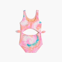 Girls' tie-dye one-piece swimsuit