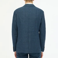 Plaid slim-fit linen blazer