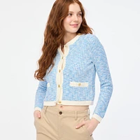 Popcorn-stitch lady jacket cardigan sweater