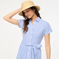 Striped short-sleeve midi shirtdress