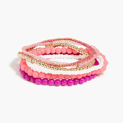 Multicolor beaded stretch bracelets set