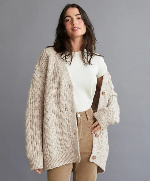 Raga Heather Oversized Cable Cardigan Sweater