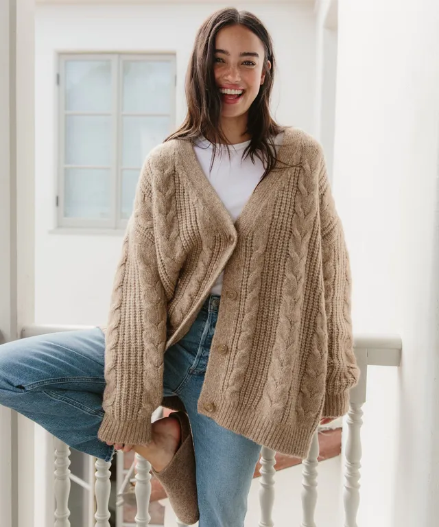 Raga Heather Oversized Cable Cardigan Sweater