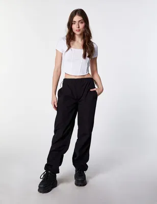 Tee-shirt court col carré blanc  Ado / Fille Femme • Jennyfer