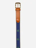 Archie Embroidered Belt Marijuana Leaf