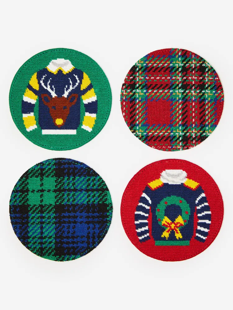 Needlepoint Coaster Set in Tartan