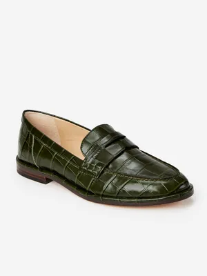 Concetta Embossed Leather Loafers Croc