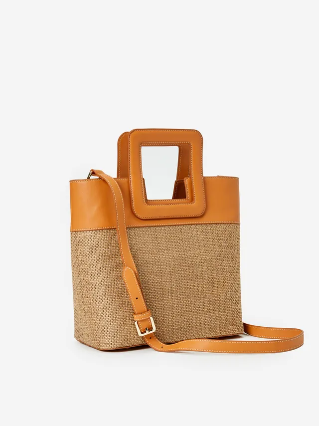 Boyy Bobby 18 Colorblock Raffia Tote Bag In Black/natural