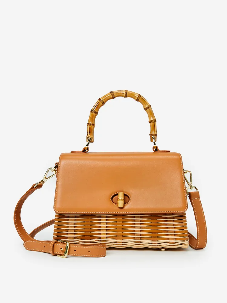 Bamboo Wicker Crossbody Bag