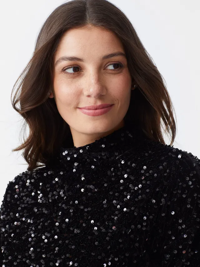 Flat White Sequin Top