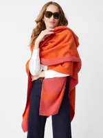 Lilibet Reversible Wool Wrap in Stripe