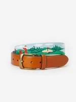 Needlepoint Belt Santa Play Golf