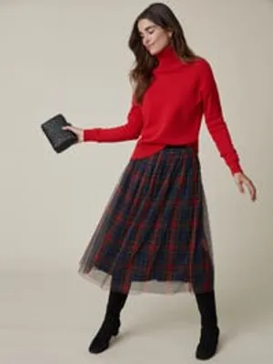 Wylde Mesh Skirt in Royal Tartan