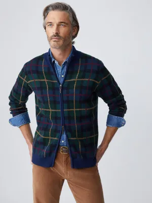 Quentin Wool & Cashmere Cardigan Plaid