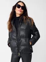 Rexx Faux Leather Puffer Jacket