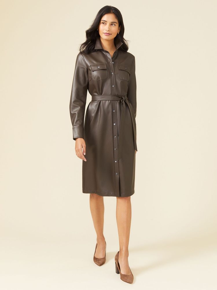 Trouve Vegan Leather Shirt Dress