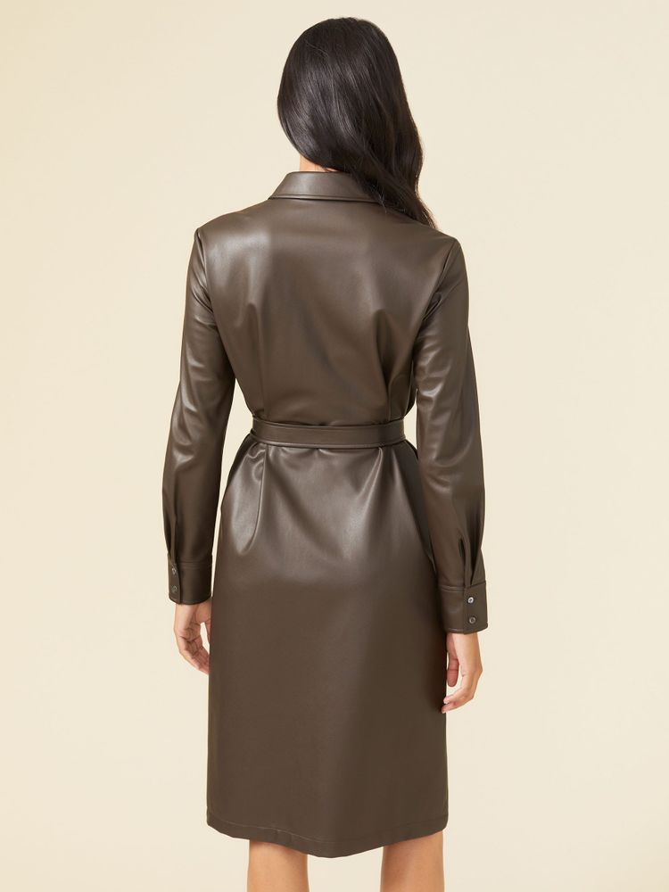 Trouve Vegan Leather Shirt Dress