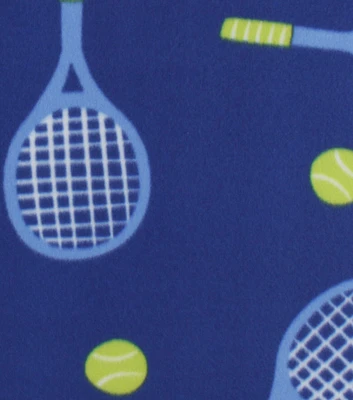 Tossed Tennis Racket Blizzard Prints Fleece Fabric