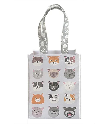 11.5" Cat Faces Go Green Reusable Tote Bag