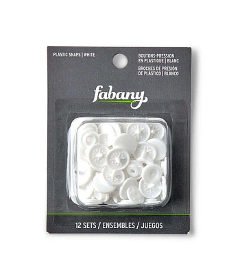 12 Set White Plastic Snaps by Fabany