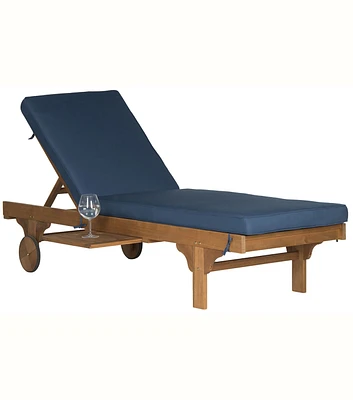 Safavieh 28" x 79" Navy Newport Outdoor Chaise Lounge With Side Table