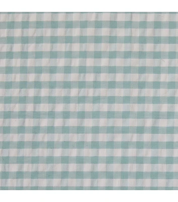 Teal Gingham Seersucker Kids Fabric by POP!