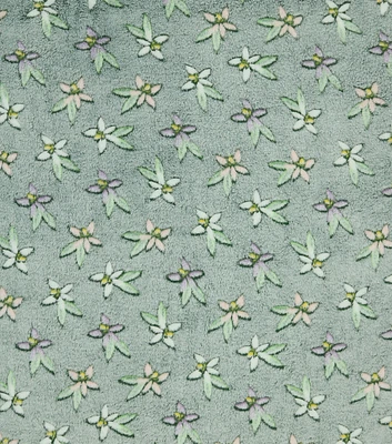 Summer Green Embossed Simple Tropical Floral Sew Lush Fleece Fabric