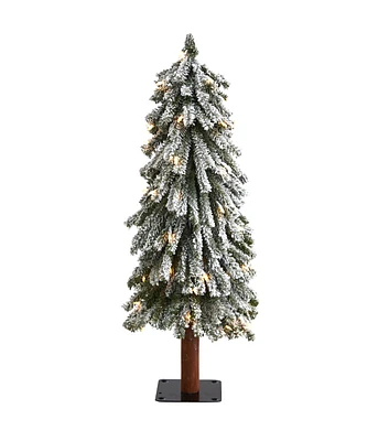 Nearly Natural 3' Clear Pre Lit Flocked Alpine Artificial Christmas Tree