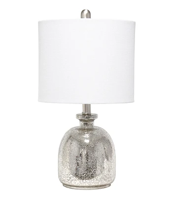 All The Rages Mercury Glass Jar Table Lamp with White Linen Shade