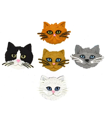 Dress It Up 5ct Cat Fuzzy Felines Shank Buttons