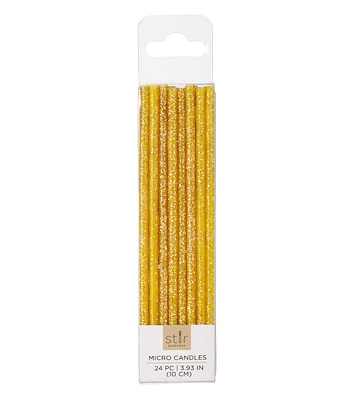 4" Gold & Yellow Glitter Micro Birthday Candles 24pk by STIR