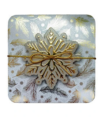 5" Christmas Snowflake Square Tin