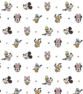 Disney Mickey & Minnie Mouse Polka Dot on White  Cotton Fabric