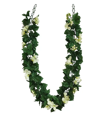 72" Geranium & Green Leaf Garland by Bloom Room