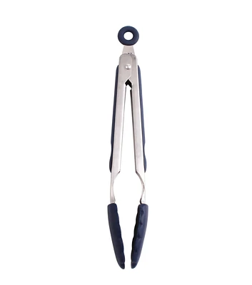 Navy Stainless Steel Silicone Tongs by STIR