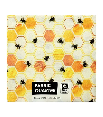 Bees And Honeycomb 1-Piece Cotton Fabric Quarter