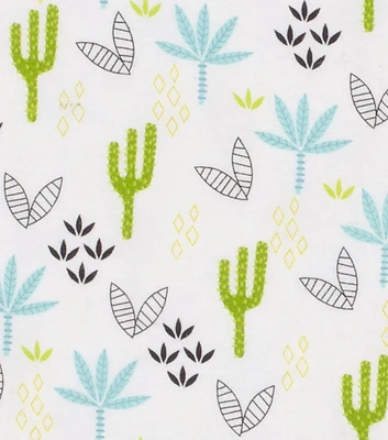 Dino Desert Cactus Nursery Flannel Fabric