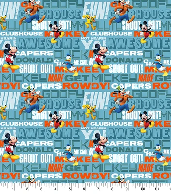 Disney Mickey Mouse Cotton Fabric Funhouse Friends