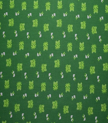 Froggies on Green Cotton Fabric by Quilter's Showcase