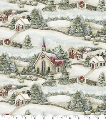 Springs Creative Country Church Christmas Cotton Fabric