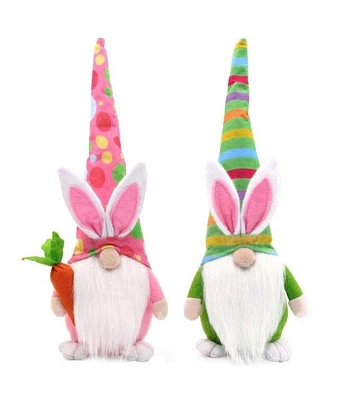 4" Green & Pink Easter Bunny Gnomes 2ct